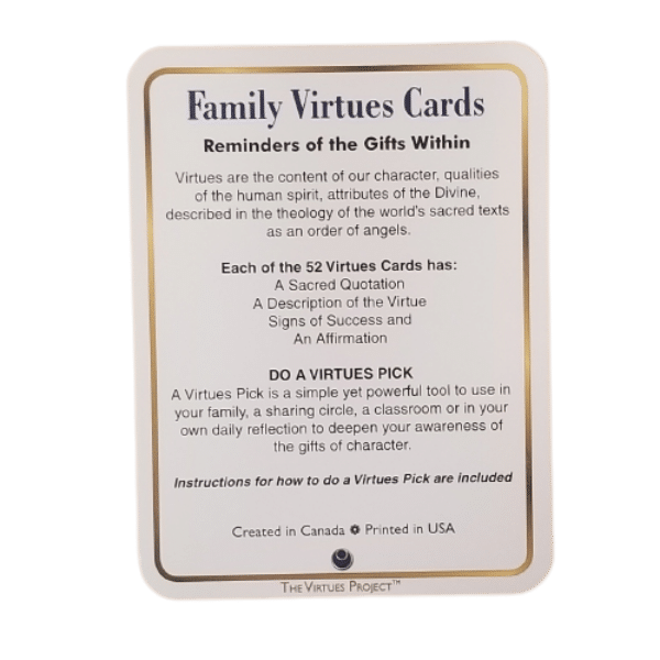Family Virtue Cards info card