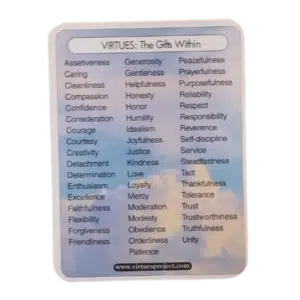 Family Virtue Cards topics