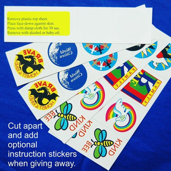 Temporary Tattoo sheets with instructions