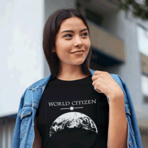 World Citizen t-shirt on black
