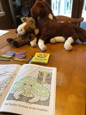 Crayons and coloring book