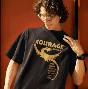 Dragon T-shirt: Courage Is Needed on black