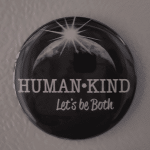 Human Kind magnet on fridge