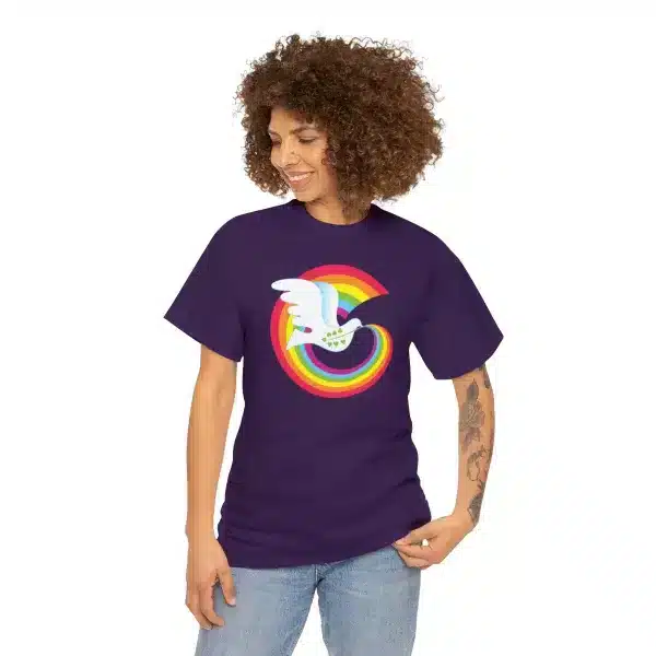 Rainbow Peace Dove on Purple
