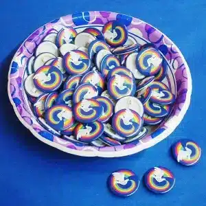 Mini Rainbow Peace Dove Button