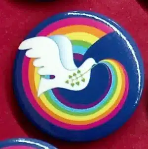 Mini Rainbow Peace Dove Button