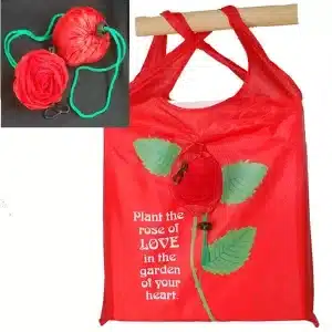 Rose of Love Tote Bag, open and closed