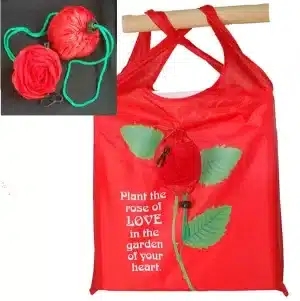 Rose of Love Tote Bag, open and closed