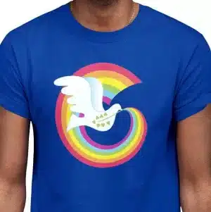 Rainbow Peace Dove T closeup