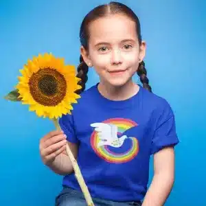 Kids Rainbow Peace Dove T - Royal Blue
