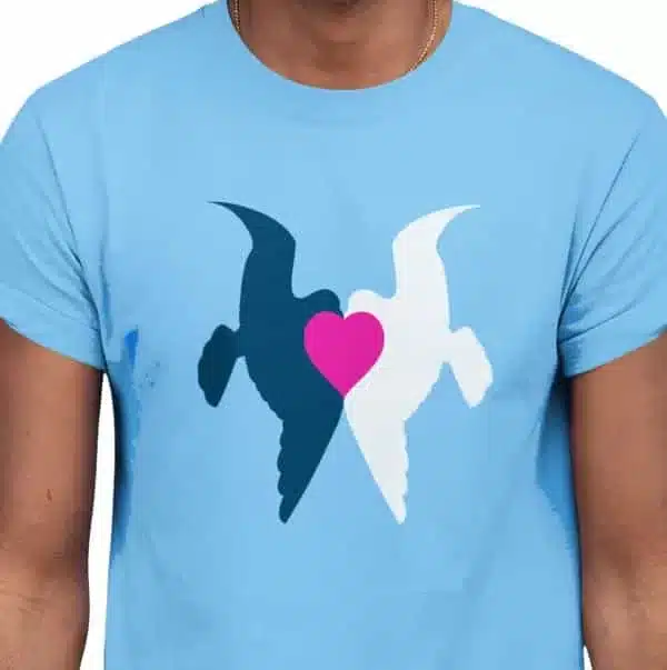 United Doves Race Unity T-shirt - closeup