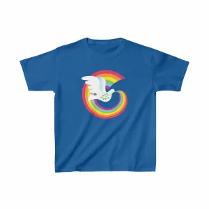 Kid's Rainbow Peace Dove on Sapphire Blue
