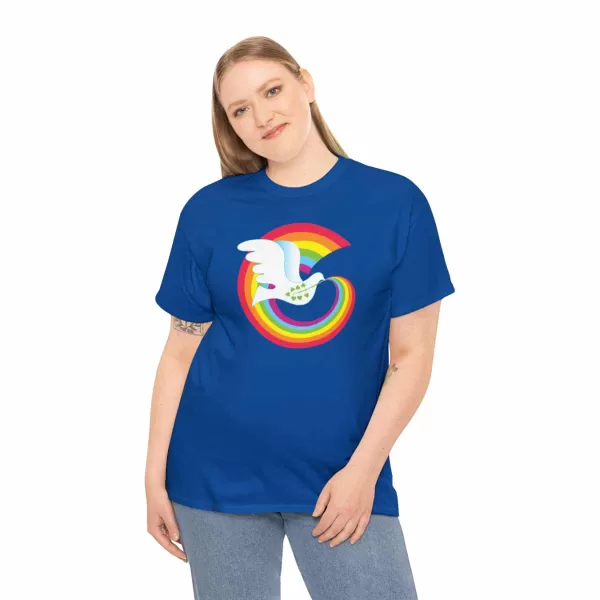Rainbow Dove T-shirt in Royal Blue