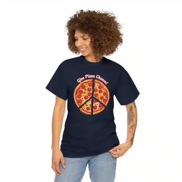 Give Pizza Chance T-shirt on Navy Blue