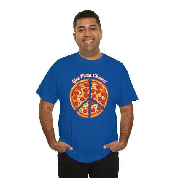 Give Pizza Chance T-shirt on Royal Blue