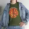 Give Pizza Chance T-shirt on Miliary Green with jacket