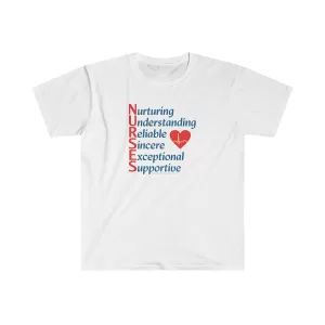 A Nurse's Virtues T-shirt on White