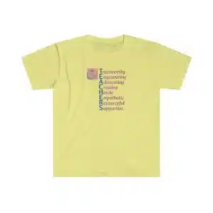 A Teacher's Virtues T-shirt in Corn Silk Yellow