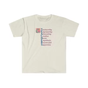 A Teacher's Virtues T-shirt on Natural