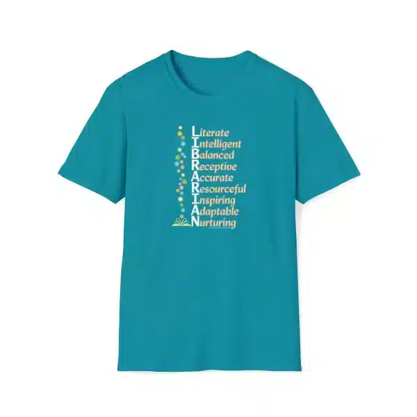 Librarian T-shirt on Tropical Blue