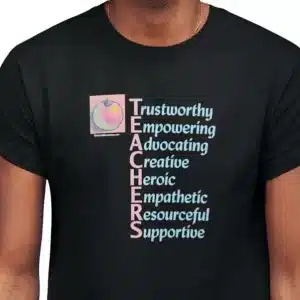 A Teacher's Character T-shirt - closeup