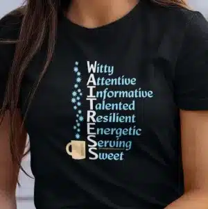 A Waitress' T-shirt Black Close-up