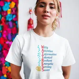A Waitress' Qualities T-shirt in White