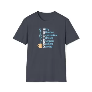 A Waiter's Qualities T-shirt in Heather Navy