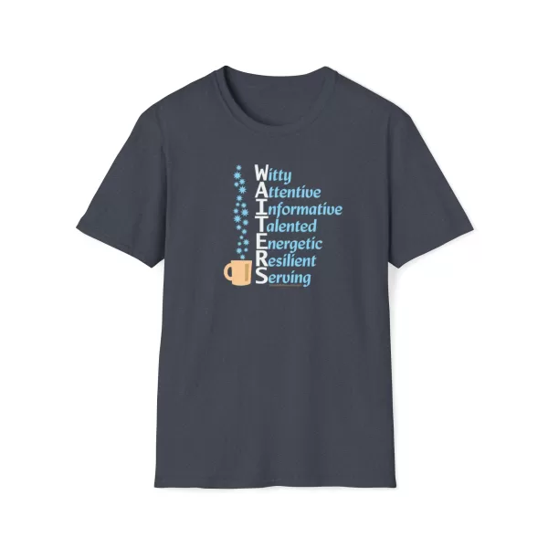 A Waiter's Qualities T-shirt in Heather Navy