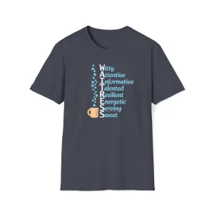 A Waitress' Qualities T-shirt in Heather Navy
