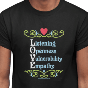 Love's Qualities T-shirt on Black