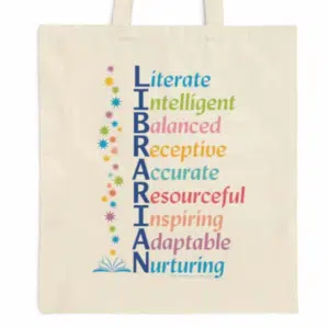 The Power of a Librarian Canvas Tote/Book bag - closeup