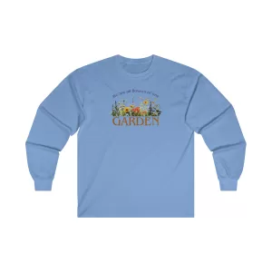 Flowers of One Garden Cotton Long Sleeve Tee - Carolina Blue