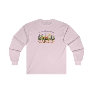 Flowers of One Garden Cotton Long Sleeve Tee - light pink