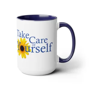 Take Care of Yourself 15 oz Coffee Mug in Blue