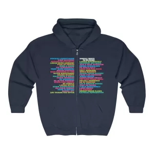 Ways to Be Kind Full Zip Hooded Sweatshirt in Navy