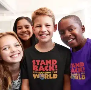 Stand Back T-shirt for kids in Black and Purple