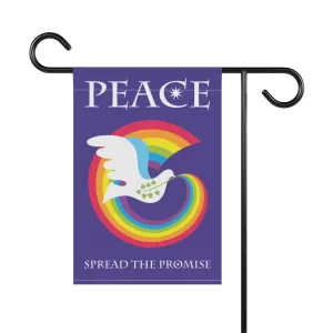 Rainbow Peace Dove Garden & House Banner - 12" x 18" - back