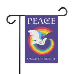 Rainbow Peace Dove Garden & House Banner - 12" x 18" - front