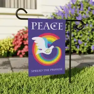 Rainbow Peace Dove Garden & House Banner - 12" x 18"