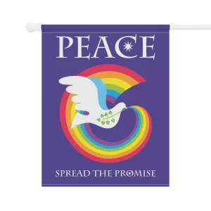 Rainbow Peace Dove Garden & House Banner - 24.5" x 32" - back