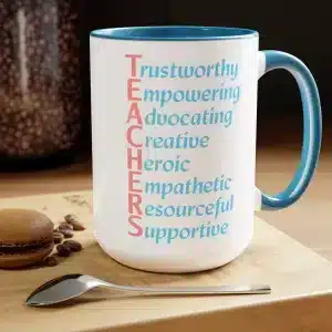 A Teacher’s Qualities Two-Tone Coffee Mugs - Light Blue