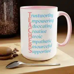 A Teacher’s Qualities Two-Tone Coffee Mugs - Pink