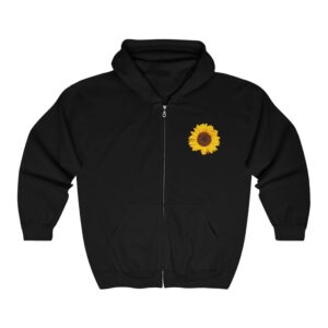 Front of Be the Sunshine Full Zip Hooded Sweatshirt in Black