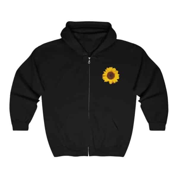 Front of Be the Sunshine Full Zip Hooded Sweatshirt in Black