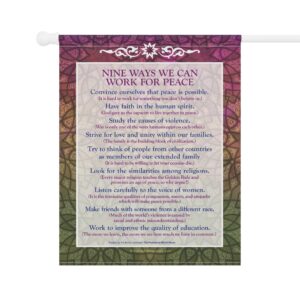 9 Ways to Work for Peace Garden & House Flags, back side