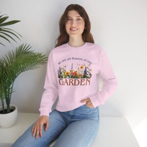 We Are All Flowers of One Garden Sweatshirt - Light Pink