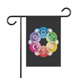Beautiful Interfaith Flag with Six Religious Symbols for your Garden or Home