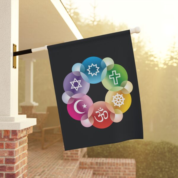 Beautiful Interfaith Flag with Six Religious Symbols for your Garden or Home - Image 4