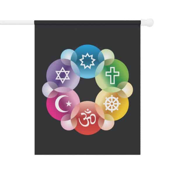 Beautiful Interfaith Flag with Six Religious Symbols for your Garden or Home - Image 3